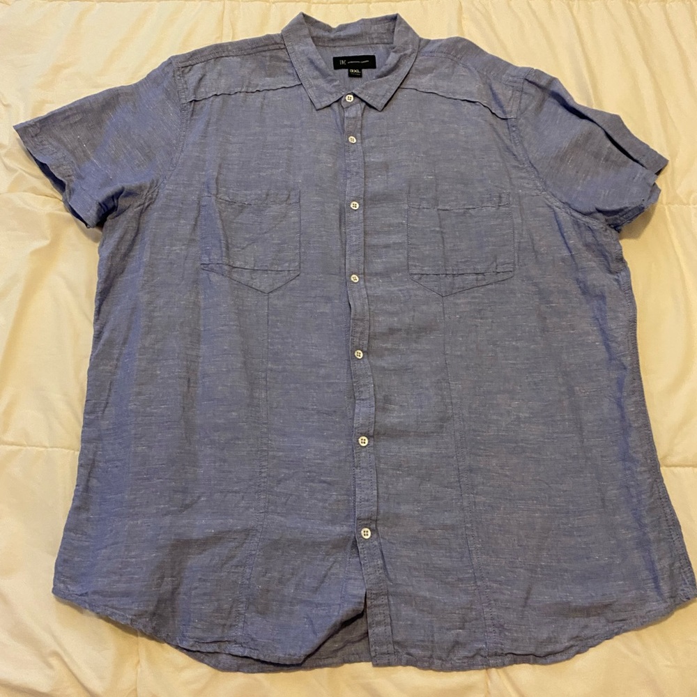 Men’s 3XL XXXL LINEN COTTON BLEND SHORT SLEEV BUTTON FRONT SHIRT